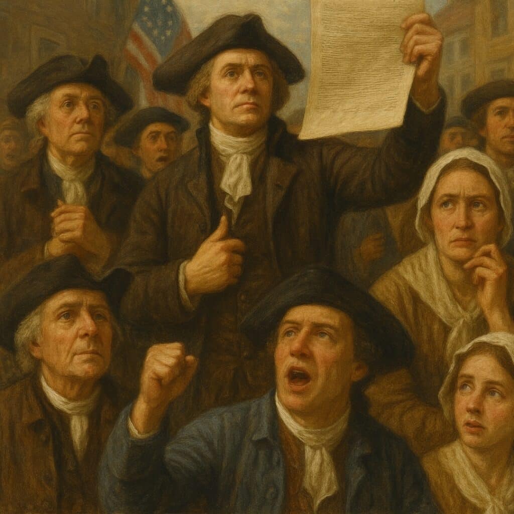 People Reacting to the Declaration of Independence